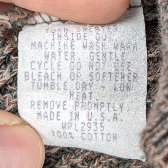 Vtg Cabelas Mens Knit Pullover Sweater Brown Button Long Sleeve XL Heavyweight - Picture 7 of 10